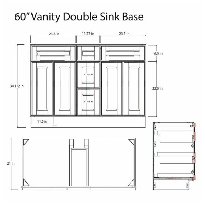 60 Navy Blue Shaker Bathroom Vanity Double Sink Vanity Etsy