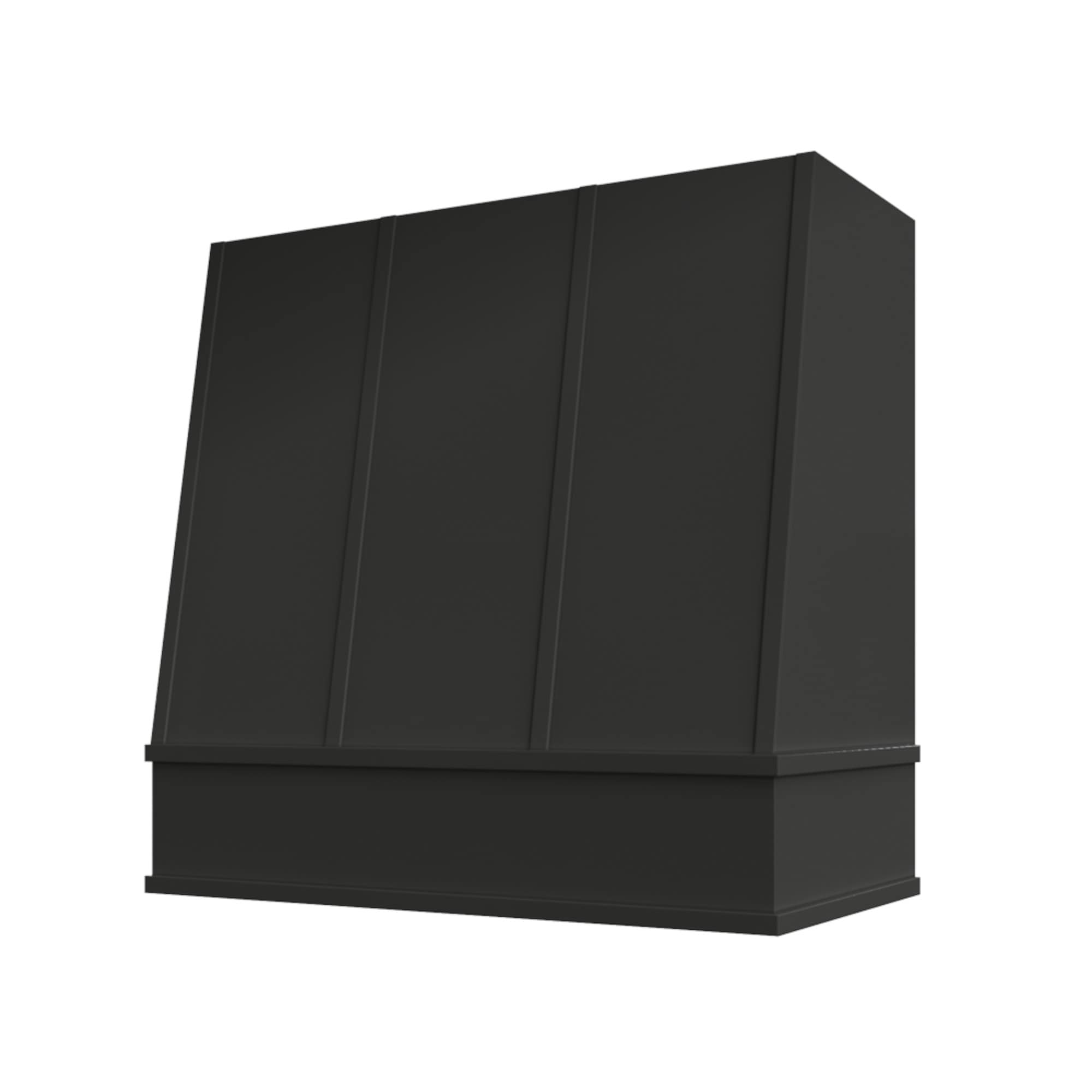 Range Hood Cover, Black Kitchen Hood, Solid Wood Hood, Farmhouse Decor, Angled Strapped Vent With Decorative Molding - 30" 36" 42" 48" Wide