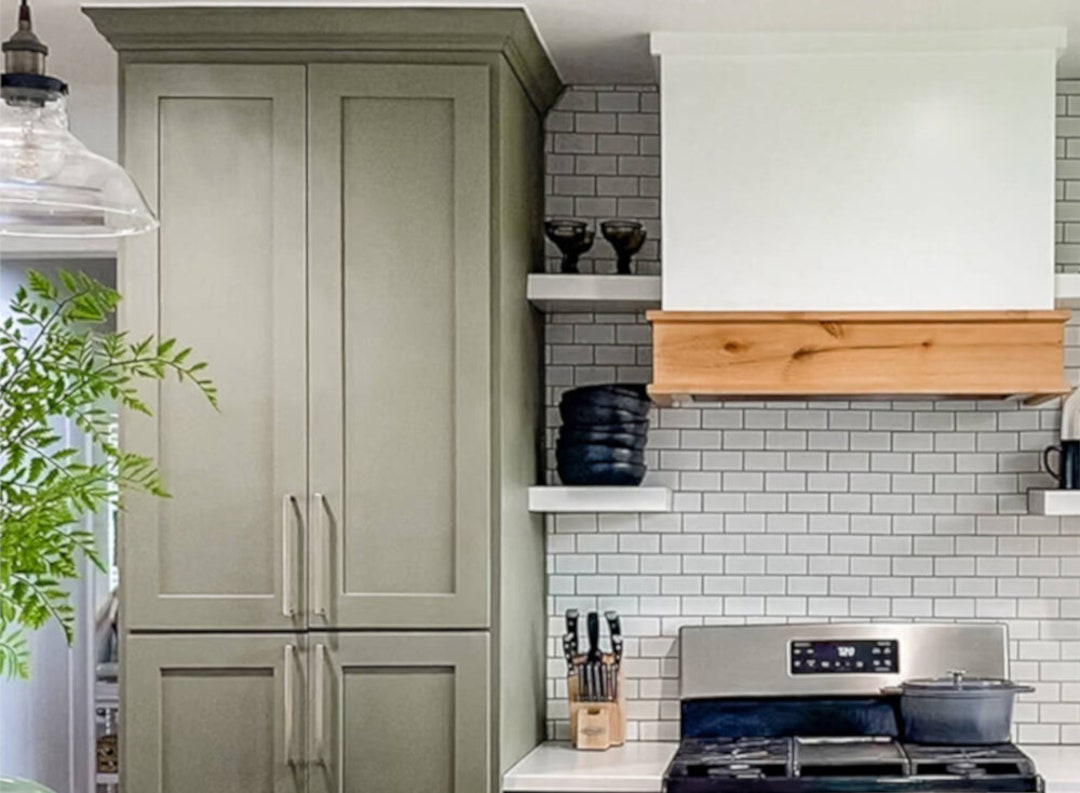 Sage Green Kitchen Cabinets, Solid Maple Wood Cabinets, Green Shaker Modern Farmhouse Kitchen ...