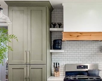 Sage Green Kitchen Cabinets, Solid Maple Wood Cabinets, Green Shaker Modern Farmhouse Kitchen Cabinetry, Free Quote