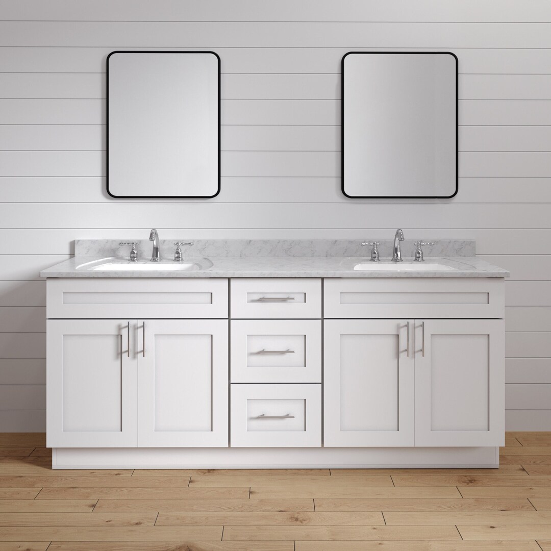 80 White Shaker Bathroom Vanity 80 Inch Double Sink Base Vanities W