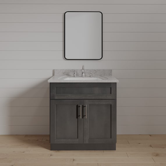 27 Bathroom Vanity Gray Stained Shaker Vanity Double Door