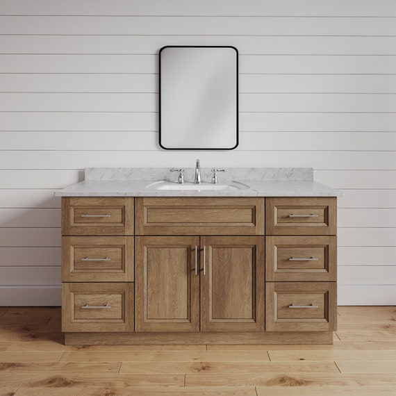 54 Bathroom Vanity for Single Sink Brown Toffee Stained Wood Bathroom Furniture With Drawers Traditional Comtemporary Bath Cabinet Etsy