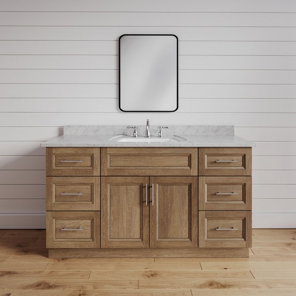 48" Bathroom Vanity for Single Sink, Brown Toffee Stained Wood Bathroom Furniture with Drawers, Traditional Comtemporary Bath Cabinet