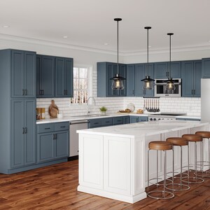 Handcrafted Amish Cabinets in Blue Shaker Ready-to-assemble Kitchen ...