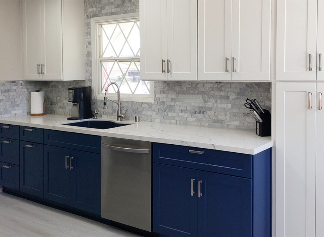 Marine Blue Kitchen Solid Maple Wood Etsy