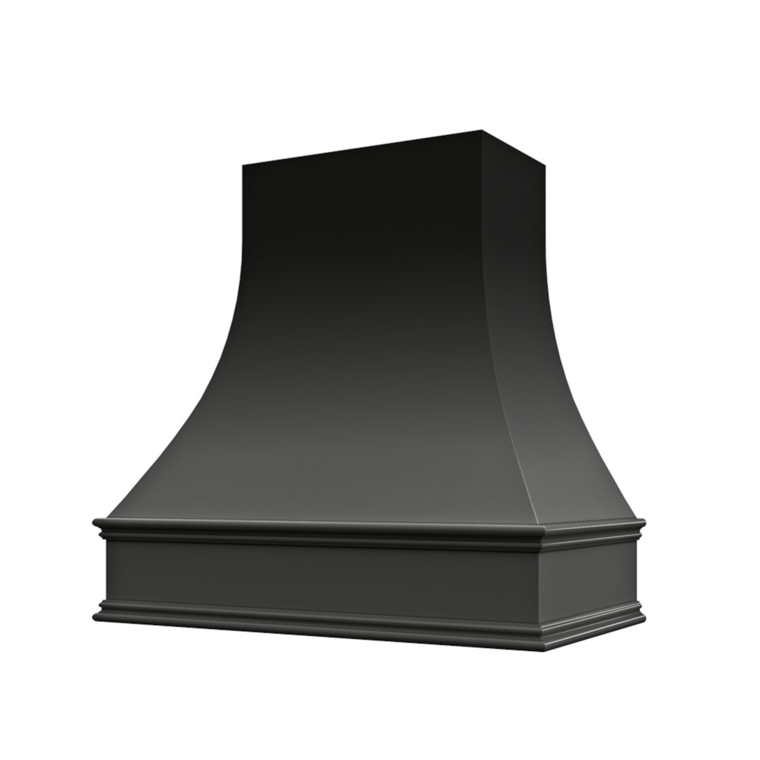 Black Range Hood, Solid Wood Hood Range, Kitchen Vent With Curved Front