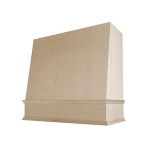 Unfinished Wood Range Farm Hood Angled Front With Decorative Molding 30" 36" 42" 48" Wide