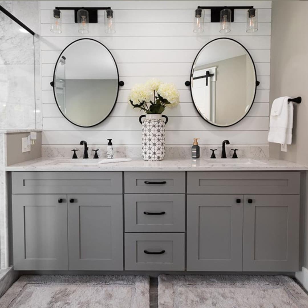 84 Grey Shaker Bathroom Vanity 84 Inch Double Sink Base Vanities 