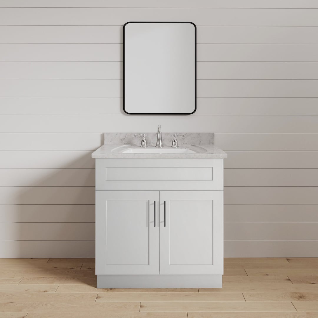 27 Inch Bathroom Vanity, Single Sink Vanity, Dove Grey Shaker Cabinet ...