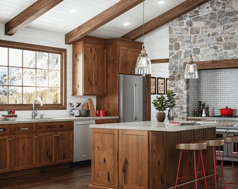 Rustic Shaker Kitchen Cabinets, Modern Farmhouse Country Mountain Style Kitchens, Solid Knotty Maple Wood Cabinets, Free Quote