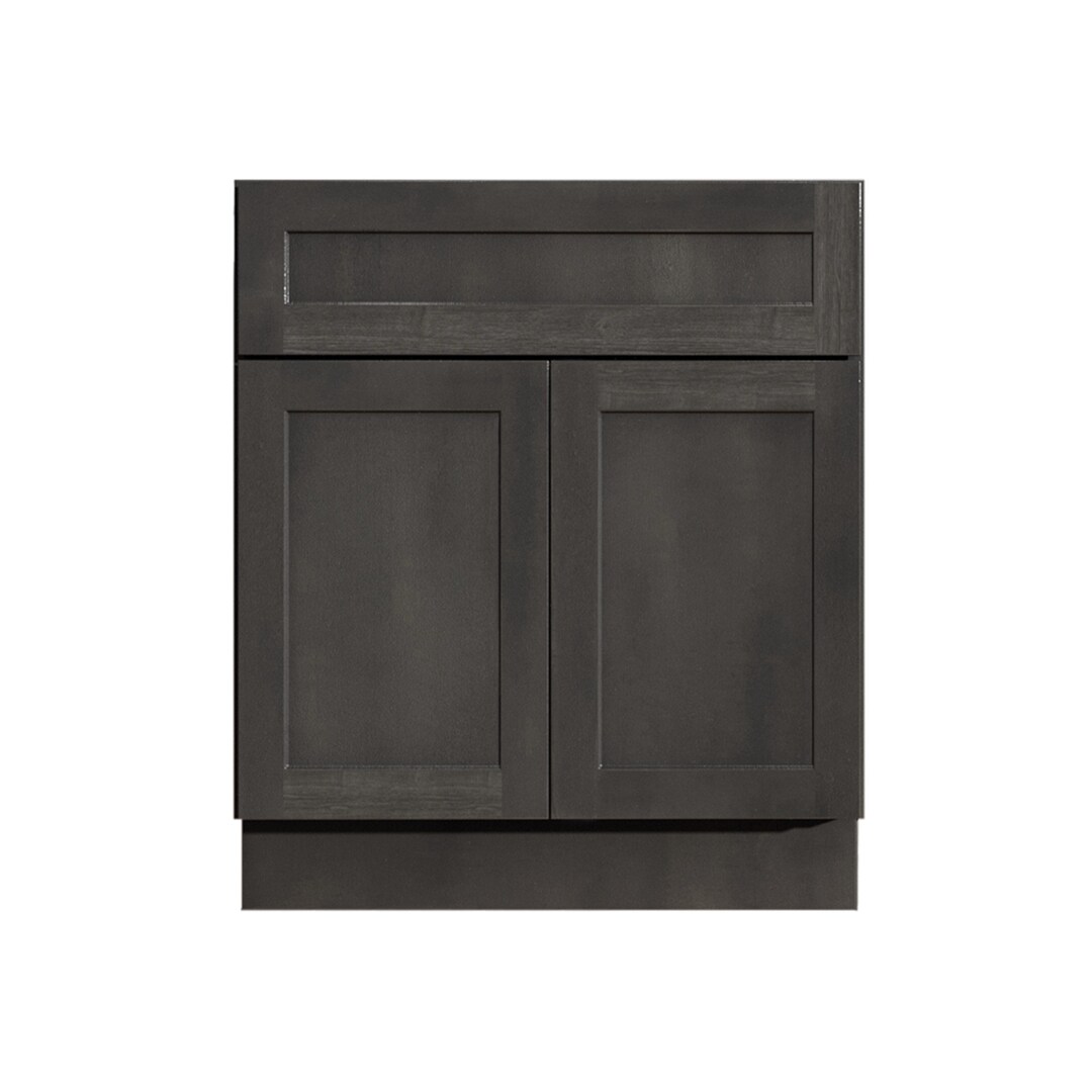 27 Bathroom Vanity, Gray Stained Shaker Vanity, Double Door