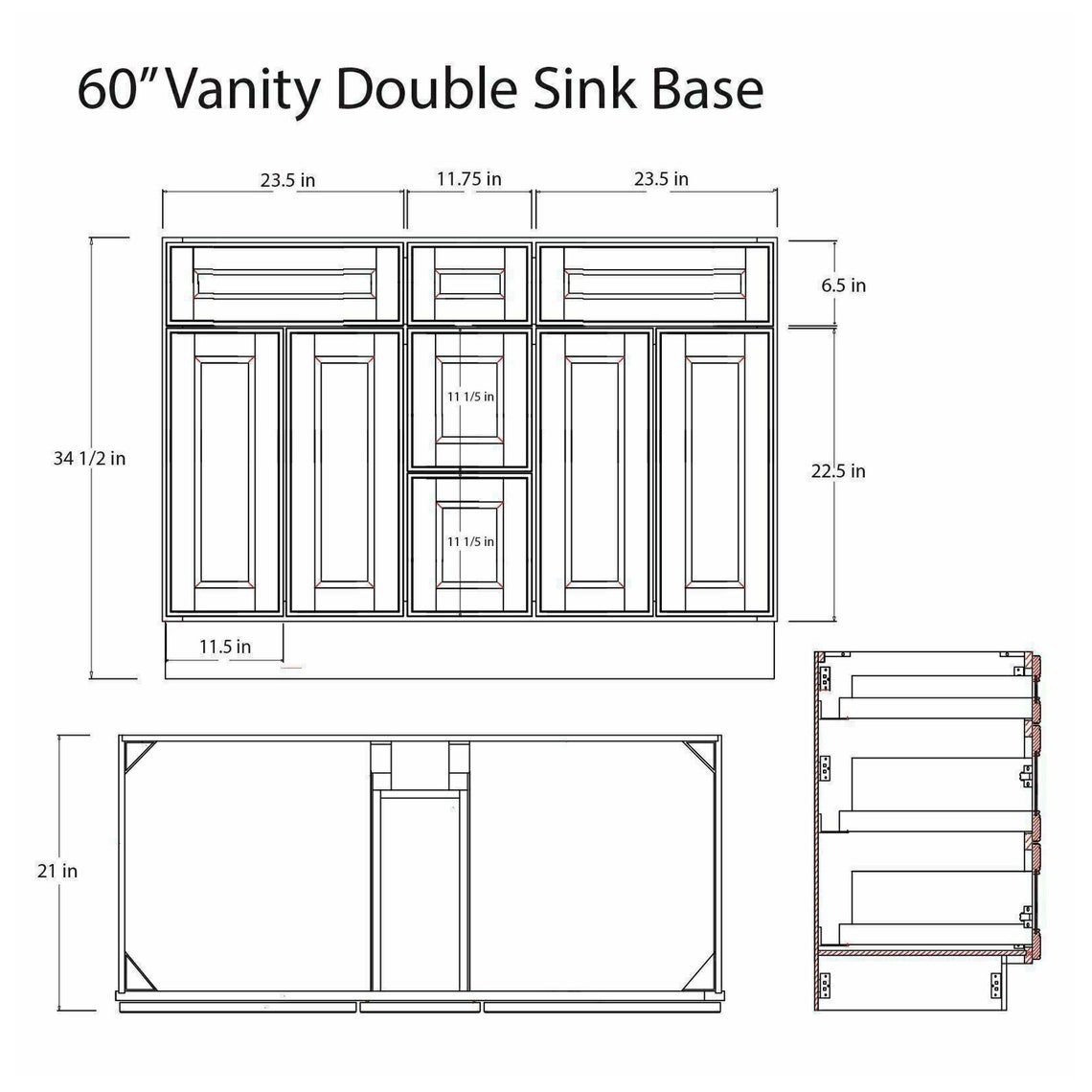 60 Inch Bathroom Vanity Double Sink Vanity White Shaker - Etsy
