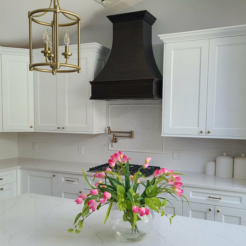 Black Range Hood Wood Vent Hood Kitchen Vent With Curved - Etsy