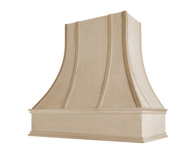 Unfinished Wood Range Hood Curved Front With Decorative Molding 30 36