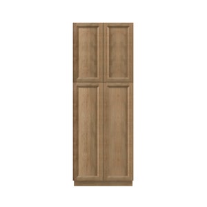 Tall Cabinet Utility Pantry Bathroom Linen Closet, 24 and 30 Inch Bathroom Cabinet, Utility Bath Cabinet, Brown Toffee Stained Cabinetry