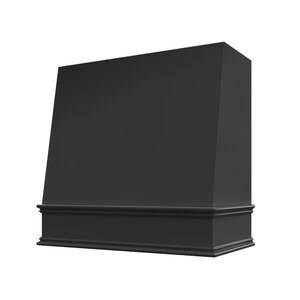 Black Stove Hood, Wood Range Hood, Farm Hood Cover, Angled Front Kitchen Vent, Chimney Hood With Decorative Molding 30" 36" 42" 48" Wide
