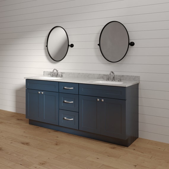 Mueble de Lavabo Tradicional de Color Azul Marino de 600mm con Lavabo  Integrado - Disponible con Manijas en Distintos Acabados - Warwick