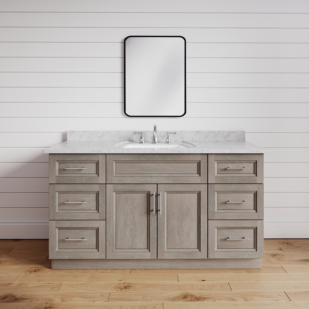60" Greige Bathroom Vanity for Single Sink, Bathroom Furniture With ...