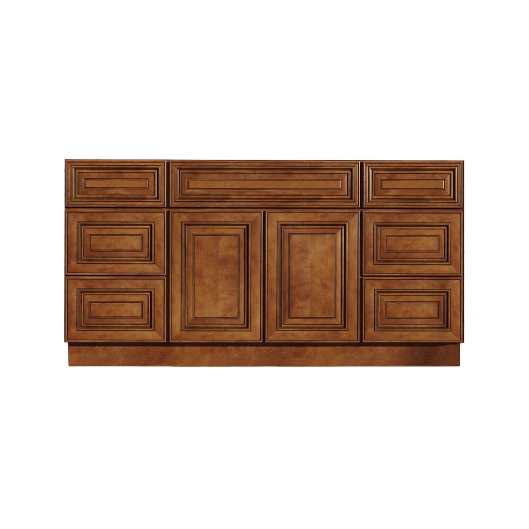 60 Inch Saddle Brown Raised Panel Bathroom Vanity With Single Sink ...