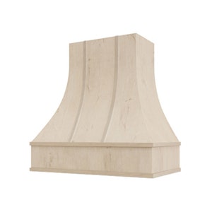 Unfinished Range Hood, Solid Wood Range Hood, Curved Front Vent Cover, Kitchen Hood With Modern Block Molding, 30" 36" 42" 48" Wide