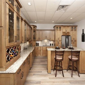 Natural Maple Shaker Kitchen Cabinets, Solid Wood RTA Cabinets, Real Wood Modern Farmhouse Kitchen Cabinetry, Free Quote