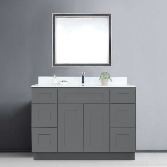 48 Inch Grey Shaker Bathroom Vanity Vanity With Single Sink and