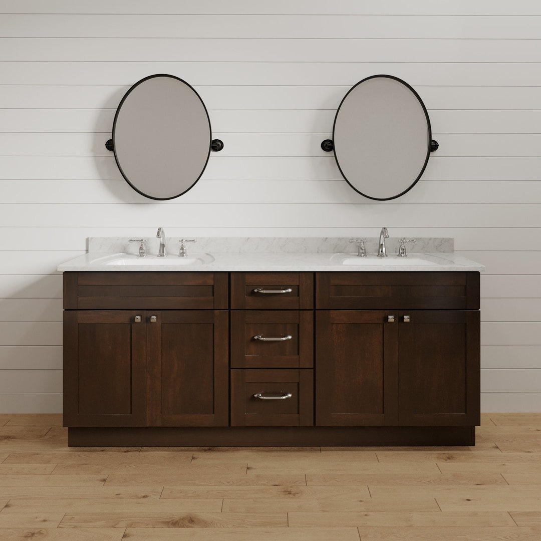Bathroom Vanity 80 Inch, Double Sink Vanity, Espresso Shaker Vanity