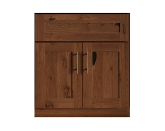 Rustic Brown Bathroom Vanity 36 inches w/ Double Doors, Shaker Cabinet, Bathroom Cabinet, Solid Wood Vanity for Single Sink