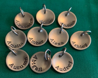 Silver Tone Circular Name Charms Choose Letter A Name