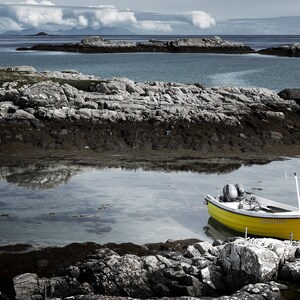 Yellow Boat. Isle of Barra, Outer Hebrides, Scotland.