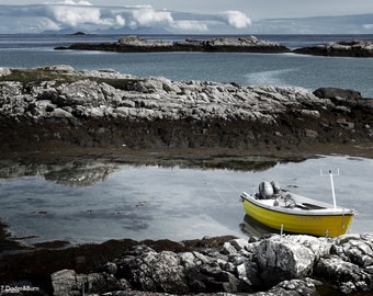 Yellow Boat. Isle of Barra, Outer Hebrides, Scotland.