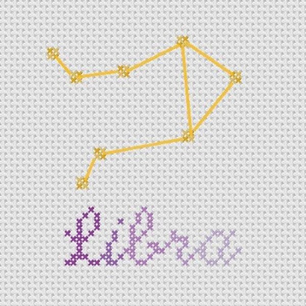 Libra Constellation *PATTERN ONLY* Cross Stitch Air Sign Astronomy Astrology September October Fall Birthday Autumn