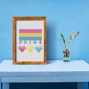 Pansexual Pride Sampler *PATTERN ONLY* LGBTQIA+ Pride Love Cross Stitch Pattern