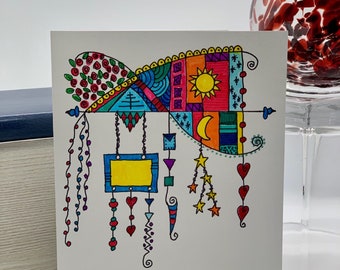 All Occasion Colorful Hand Drawn Greeting Card 5 x 6.5"