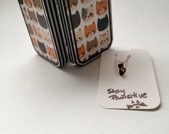 Affirmation Box with Stay Pawsitive Cat Charm