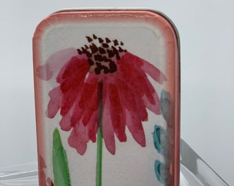 Affirmation Box with 21 Affirmation Cards, Red Flower