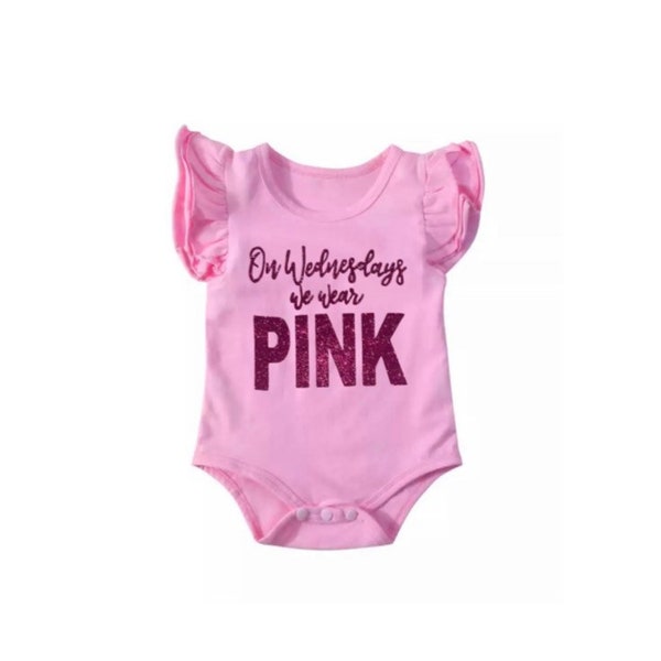 We Wear pink baby ruffle sleeve bodysuit