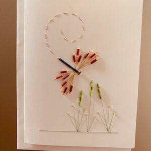 Dragonfly - Hand Embroidered / Hand Stitched / Handmade Card