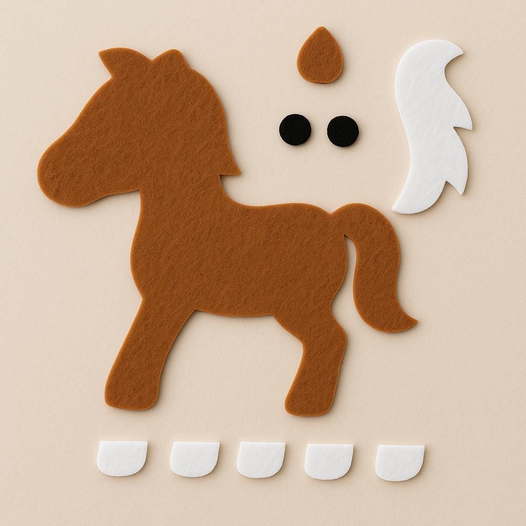 フェルトで作る馬 – 作り方ステップバイステップのクラフト