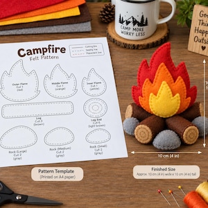 Campfire Felt Pattern | DIY Felt Fire Craft Template | Campfire Sewing Pattern