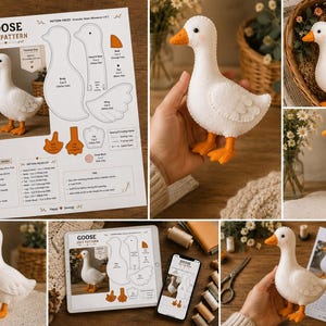 Goose Felt Pattern PDF | Cute Goose Plush Sewing Pattern | Printable Felt Animal Template | DIY Farm Bird Ornament | Hand Sewing Craft