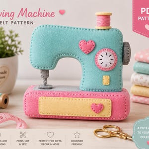 Sewing Machine Felt Pattern PDF | Cute Sewing Room Ornament Template