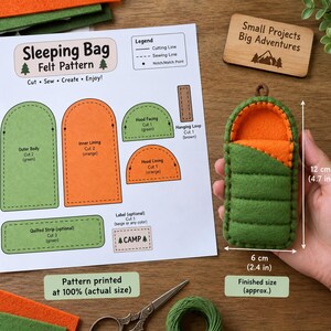 Sleeping Bag Felt Pattern | DIY Camping Felt Sewing Template | Printable Sewing Pattern