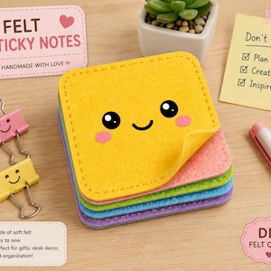 Sticky Notes Felt Pattern – DIY Fabric Memo Pad Sewing Template