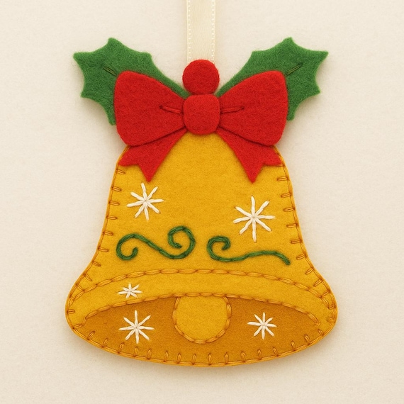 DIYフェルトパターンPDF手作りフェルトクリスマスベルオーナメント