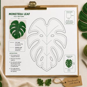 Monstera Leaf Felt Pattern SVG | Tropical Felt Leaf Template | DIY Sewing Pattern for Handmade Decor