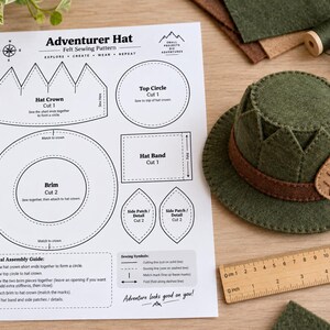 Adventurer Hat Felt Sewing Pattern – Printable DIY Explorer Hat Template for Kids Crafts,,