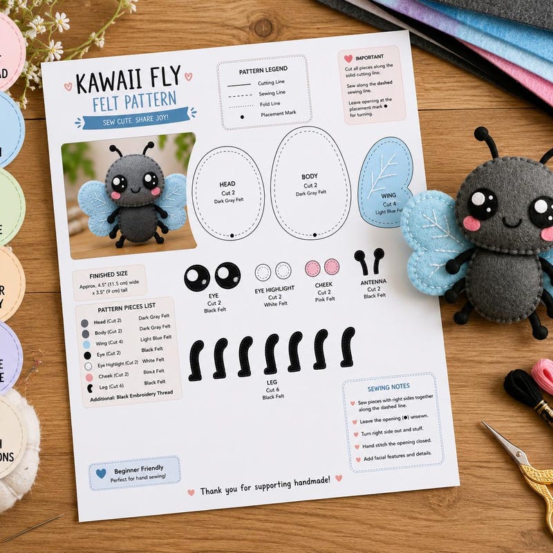 Cute Felt Fly Pattern - Etsy