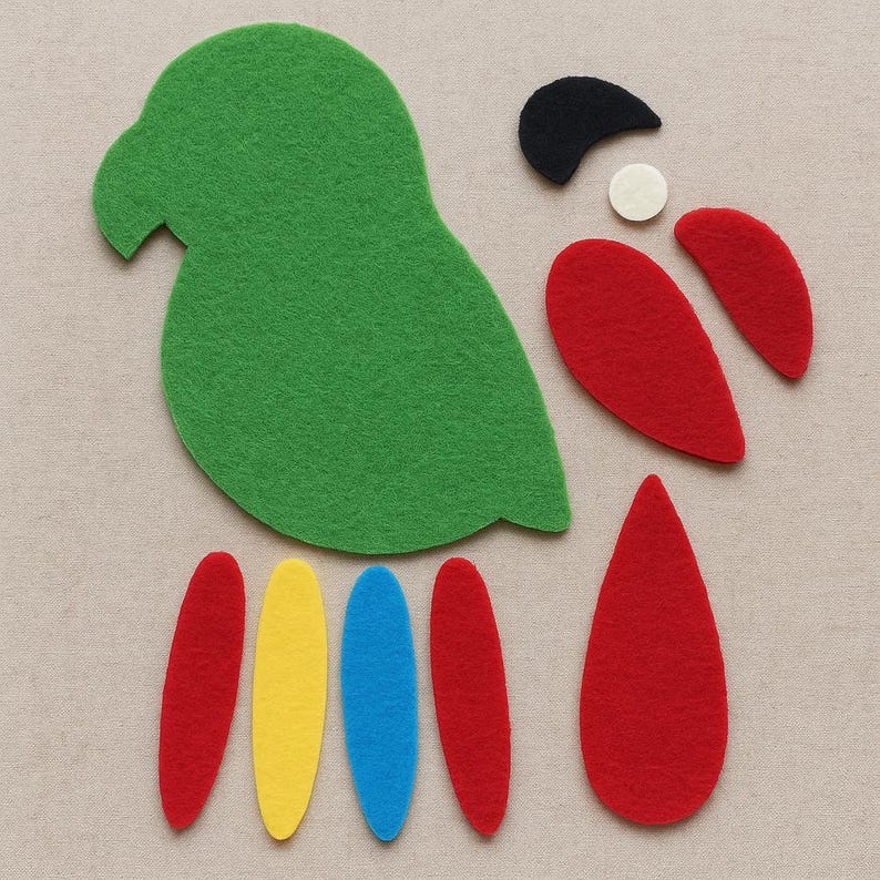 DIY Felt Pattern PDF Your Own Colorful Parrot With This Easy Step-by ...